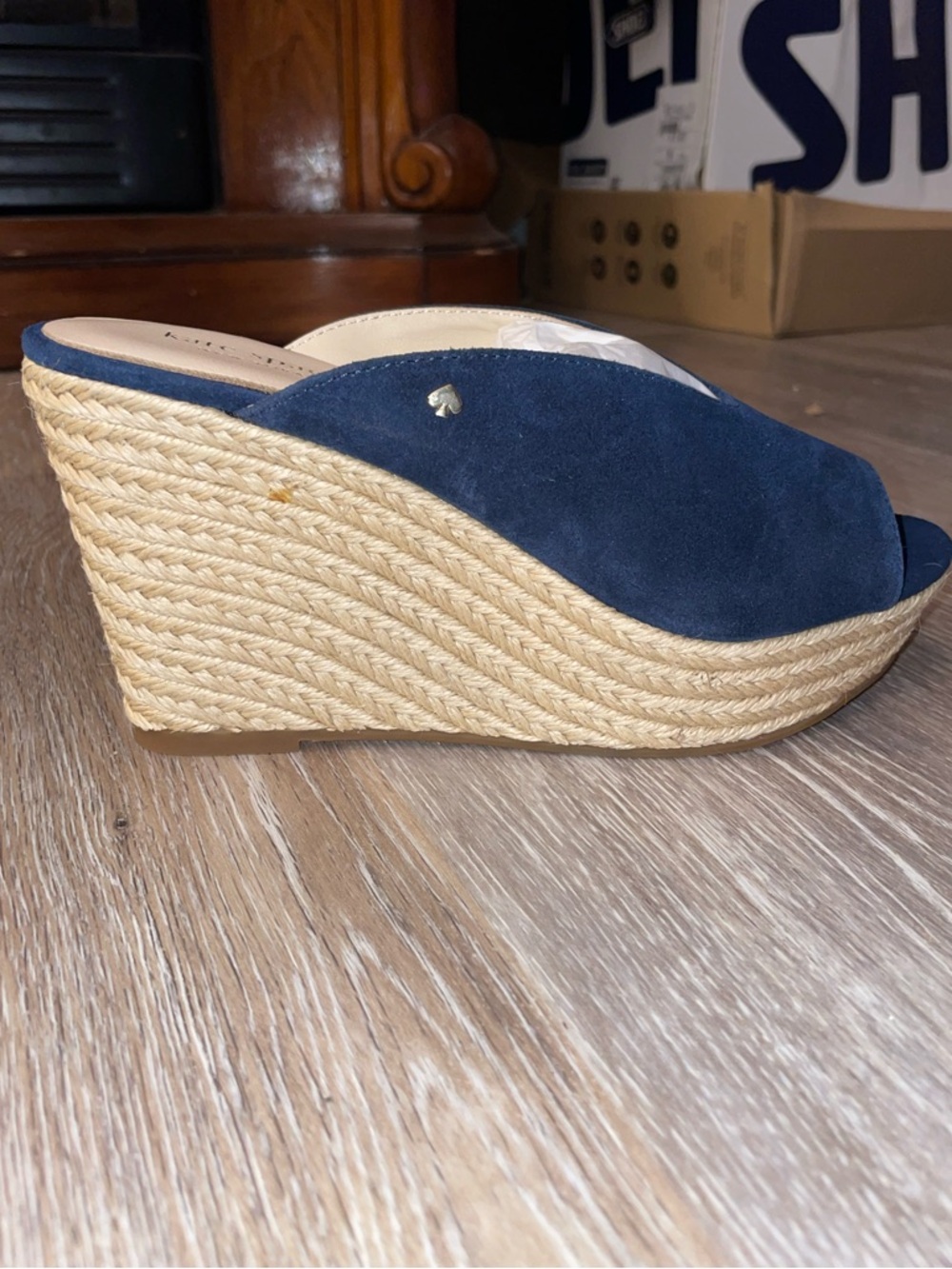 KATE SPADE (new without box) Navy Suede Espadrille Wedge Sandals
